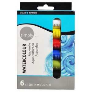 Farby akwarelowe Daler-Rowney Simply, 6 kolorów x  12ml